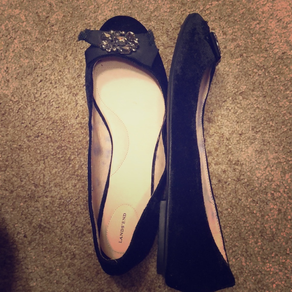 Women’s size 11B black flats with jewels